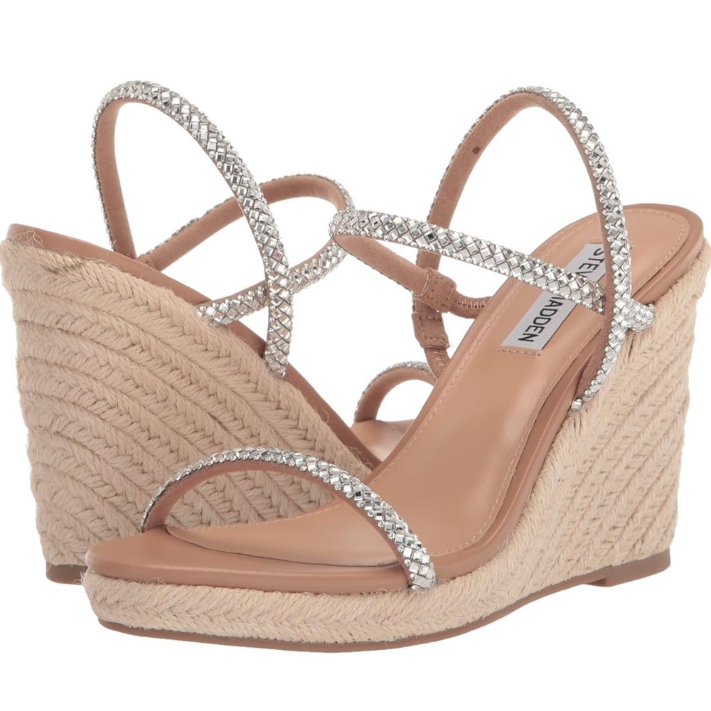 Steve Madden Silver Wedge Sandals for Women, size 9.5 BEAUTIFUL!!!